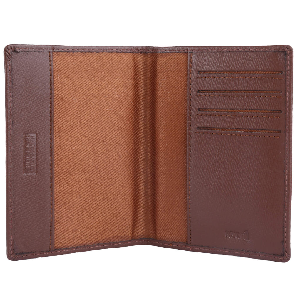 Rfid Protected Slim Passport Holder Brown Massi Miliano