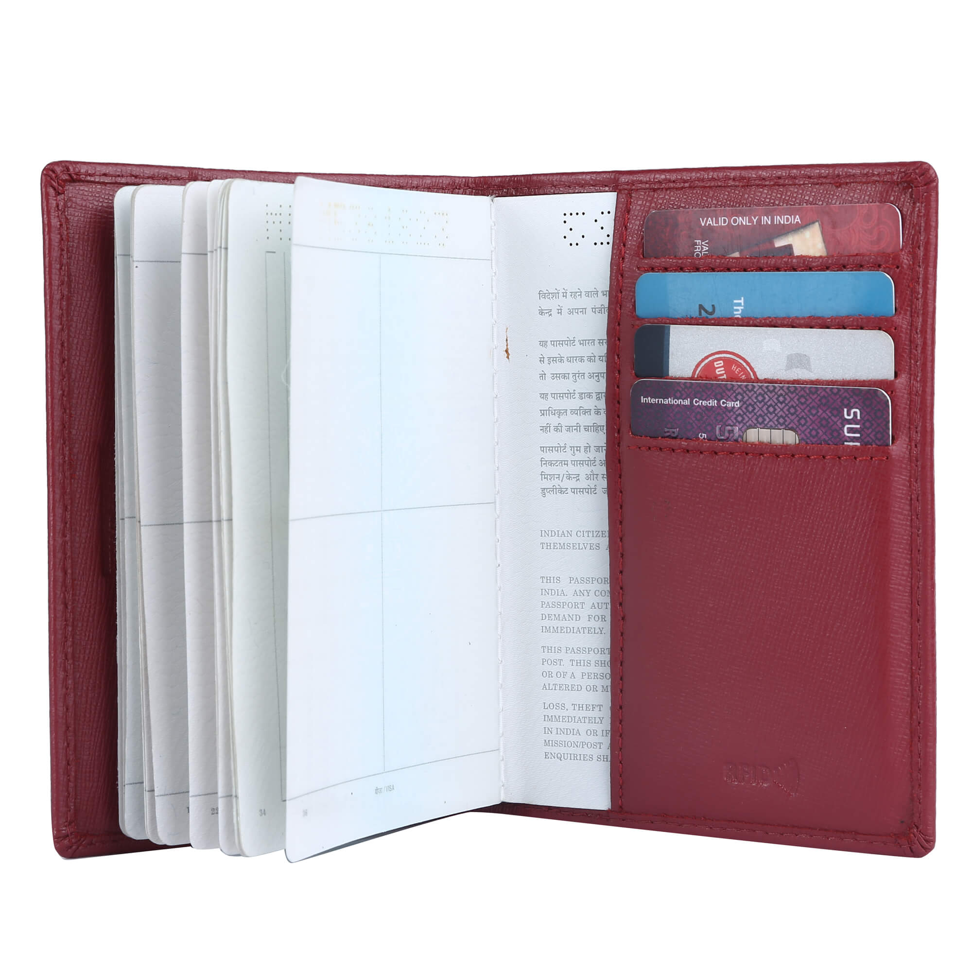 Rfid Protected Slim Passport Holder Red Massi Miliano