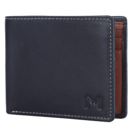 RFID Protected Men’s Slim Wallet – Manarola – Black/Cognac