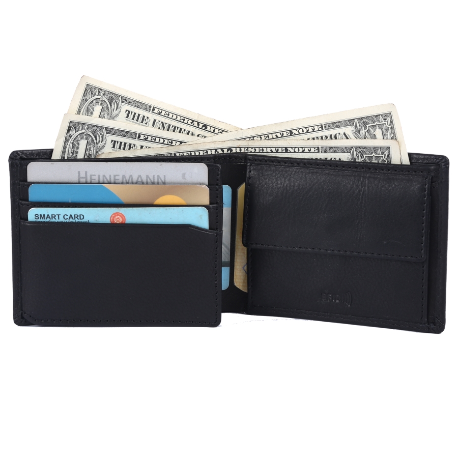 RFID Protected Men’s Trifold Wallet – Sicily – Black - Massi Miliano